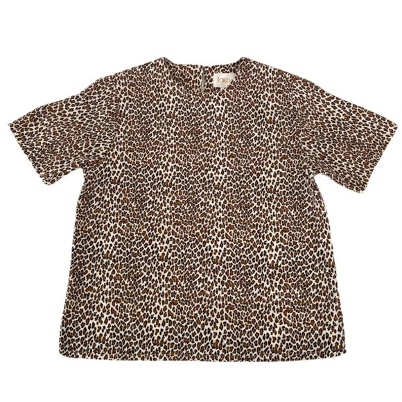Vintage Leopard Cheetah Animal Print Boxy Oversized Fit Blouse Top Size Medium - Picture 1 of 4